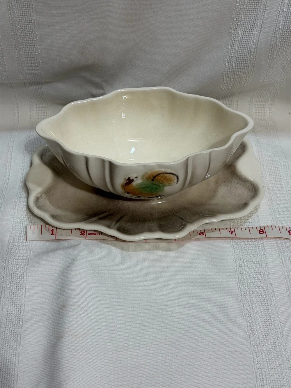 1959 3 Pc SET Turkey Platter, Serving Bowl & Gravy Boat Lane & Co Thanksgiving